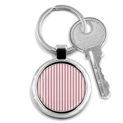 Mattress Ticking Wide Striped Pattern In Usa Flag Red And White Key Chains (round)  by PodArtist