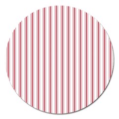 Mattress Ticking Wide Striped Pattern In Usa Flag Red And White Magnet 5  (round) by PodArtist