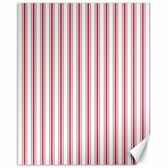 Mattress Ticking Wide Striped Pattern In Usa Flag Red And White Canvas 16  X 20   by PodArtist