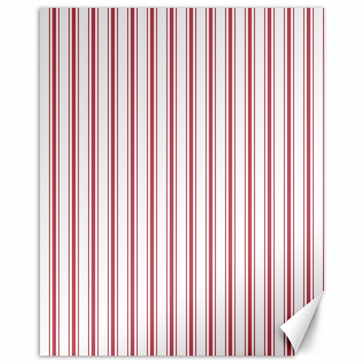 Mattress Ticking Wide Striped Pattern in USA Flag Red and White Canvas 16  x 20  