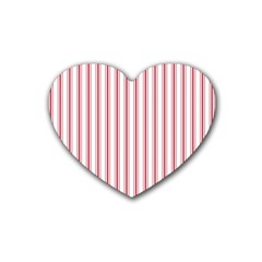 Mattress Ticking Wide Striped Pattern In Usa Flag Red And White Heart Coaster (4 Pack)  by PodArtist