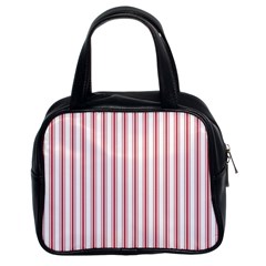 Mattress Ticking Wide Striped Pattern In Usa Flag Red And White Classic Handbags (2 Sides) by PodArtist