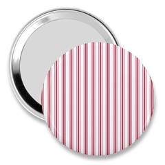 Mattress Ticking Wide Striped Pattern In Usa Flag Red And White 3  Handbag Mirrors by PodArtist