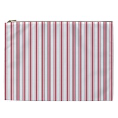 Mattress Ticking Wide Striped Pattern In Usa Flag Red And White Cosmetic Bag (xxl)  by PodArtist