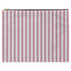 Mattress Ticking Wide Striped Pattern In Usa Flag Red And White Cosmetic Bag (xxxl)  by PodArtist