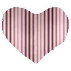 Mattress Ticking Wide Striped Pattern In Usa Flag Red And White Large 19  Premium Heart Shape Cushions by PodArtist