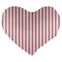 Mattress Ticking Wide Striped Pattern In Usa Flag Red And White Large 19  Premium Flano Heart Shape Cushions by PodArtist