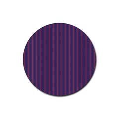 Mattress Ticking Wide Striped Pattern In Usa Flag Blue And Red Rubber Round Coaster (4 Pack)  by PodArtist