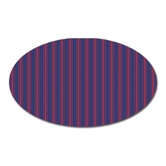 Mattress Ticking Wide Striped Pattern In Usa Flag Blue And Red Oval Magnet by PodArtist