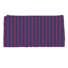 Mattress Ticking Wide Striped Pattern In Usa Flag Blue And Red Pencil Cases by PodArtist