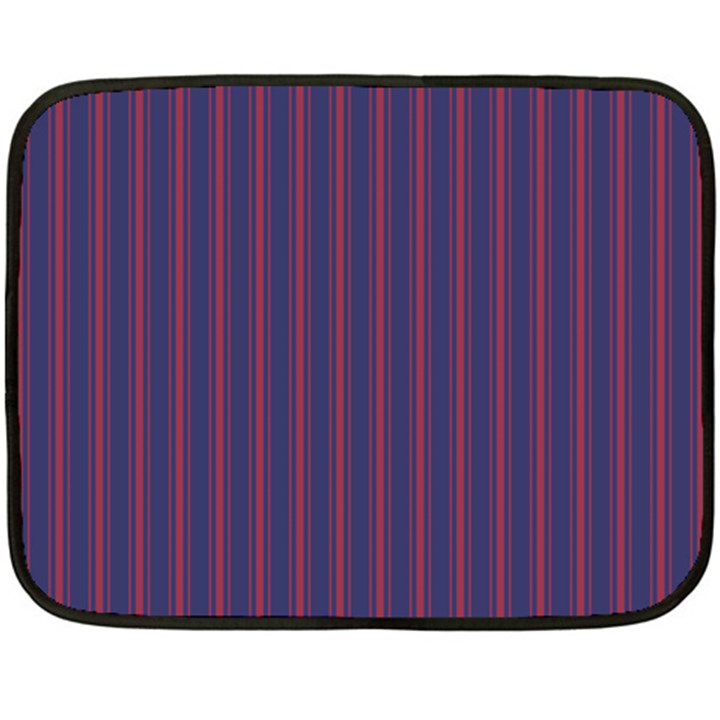 Mattress Ticking Wide Striped Pattern in USA Flag Blue and Red Double Sided Fleece Blanket (Mini) 