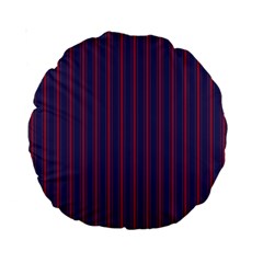 Mattress Ticking Wide Striped Pattern In Usa Flag Blue And Red Standard 15  Premium Round Cushions by PodArtist