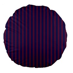 Mattress Ticking Wide Striped Pattern In Usa Flag Blue And Red Large 18  Premium Flano Round Cushions by PodArtist