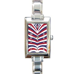 Us United States Red White And Blue American Zebra Strip Rectangle Italian Charm Watch by PodArtist