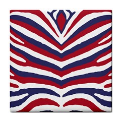 Us United States Red White And Blue American Zebra Strip Tile Coasters by PodArtist