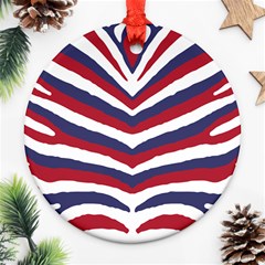 Us United States Red White And Blue American Zebra Strip Ornament (round) by PodArtist