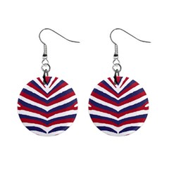 US United States Red White and Blue American Zebra Strip Mini Button Earrings