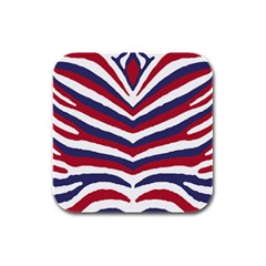 Us United States Red White And Blue American Zebra Strip Rubber Square Coaster (4 Pack)  by PodArtist