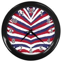 Us United States Red White And Blue American Zebra Strip Wall Clocks (black) by PodArtist