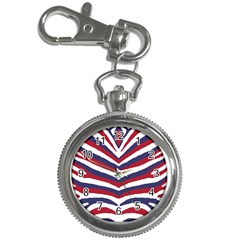 US United States Red White and Blue American Zebra Strip Key Chain Watches