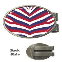 Us United States Red White And Blue American Zebra Strip Money Clips (oval)  by PodArtist