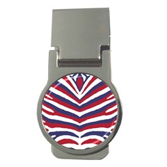 US United States Red White and Blue American Zebra Strip Money Clips (Round) 