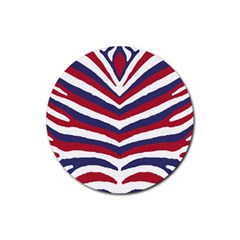 US United States Red White and Blue American Zebra Strip Rubber Coaster (Round) 