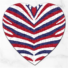 US United States Red White and Blue American Zebra Strip Jigsaw Puzzle (Heart)