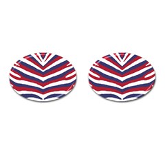 Us United States Red White And Blue American Zebra Strip Cufflinks (oval) by PodArtist