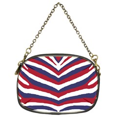 Us United States Red White And Blue American Zebra Strip Chain Purses (one Side)  by PodArtist