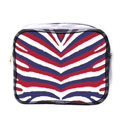 Us United States Red White And Blue American Zebra Strip Mini Toiletries Bags by PodArtist