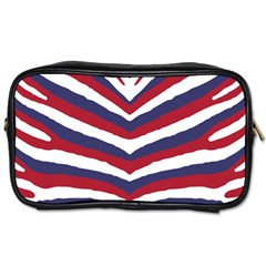 US United States Red White and Blue American Zebra Strip Toiletries Bags