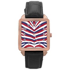 Us United States Red White And Blue American Zebra Strip Rose Gold Leather Watch  by PodArtist