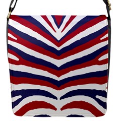 US United States Red White and Blue American Zebra Strip Flap Messenger Bag (S)