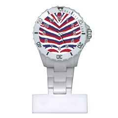 Us United States Red White And Blue American Zebra Strip Plastic Nurses Watch by PodArtist