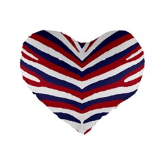 US United States Red White and Blue American Zebra Strip Standard 16  Premium Flano Heart Shape Cushions