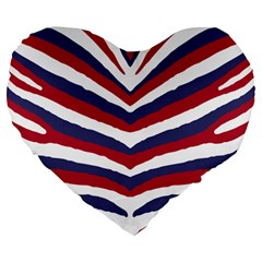 US United States Red White and Blue American Zebra Strip Large 19  Premium Flano Heart Shape Cushions