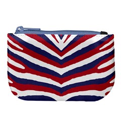 US United States Red White and Blue American Zebra Strip Large Coin Purse