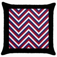 United States Red White And Blue American Jumbo Chevron Stripes Throw Pillow Case (black) by PodArtist