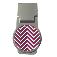 United States Red White And Blue American Jumbo Chevron Stripes Money Clips (round)  by PodArtist