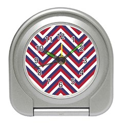 United States Red White And Blue American Jumbo Chevron Stripes Travel Alarm Clocks by PodArtist