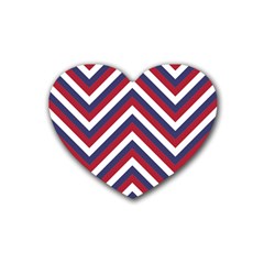 United States Red White And Blue American Jumbo Chevron Stripes Rubber Coaster (heart)  by PodArtist