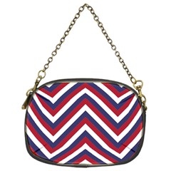 United States Red White And Blue American Jumbo Chevron Stripes Chain Purses (two Sides)  by PodArtist