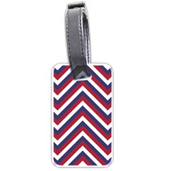 United States Red White And Blue American Jumbo Chevron Stripes Luggage Tags (one Side)  by PodArtist