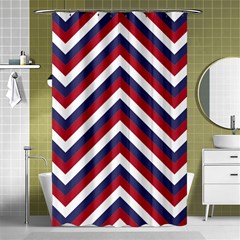 United States Red White And Blue American Jumbo Chevron Stripes Shower Curtain 48  X 72  (small)  by PodArtist