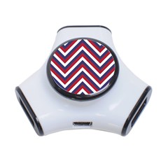 United States Red White And Blue American Jumbo Chevron Stripes 3-port Usb Hub by PodArtist