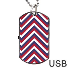 United States Red White And Blue American Jumbo Chevron Stripes Dog Tag Usb Flash (one Side) by PodArtist