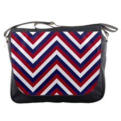 United States Red White And Blue American Jumbo Chevron Stripes Messenger Bags by PodArtist