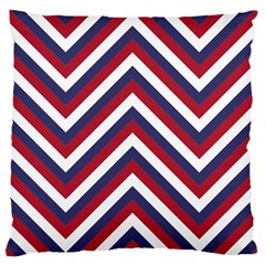 United States Red White And Blue American Jumbo Chevron Stripes Large Cushion Case (two Sides) by PodArtist