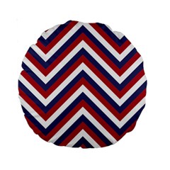 United States Red White And Blue American Jumbo Chevron Stripes Standard 15  Premium Round Cushions by PodArtist